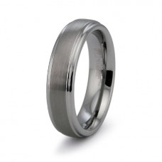 Tungsten Carbide Step Edges with Brush Finish Top Wedding Ring 6 mm